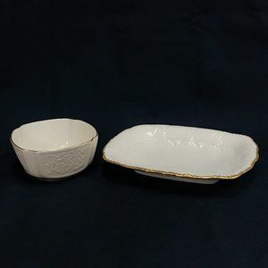 Vintage Lenox Hors d'Oeuvres Dish and Candy Dish with 24K Gold Trim